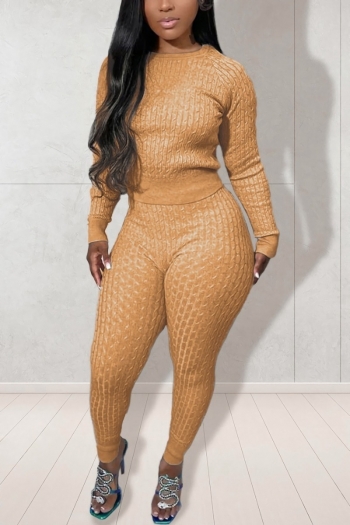 s-2xl plus size autumn & winter new 5 colors stretch knitted long sleeves slim stylish pants sets