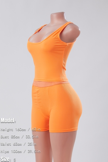 Sexy slight stretch simple 4 colors orange solid color tight sports shorts sets