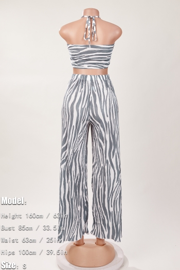 Wholesale Sexy slight stretch stripe printing halter neck backless ...
