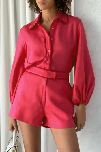 stylish non-stretch cotton linen fabric blouse & shorts set