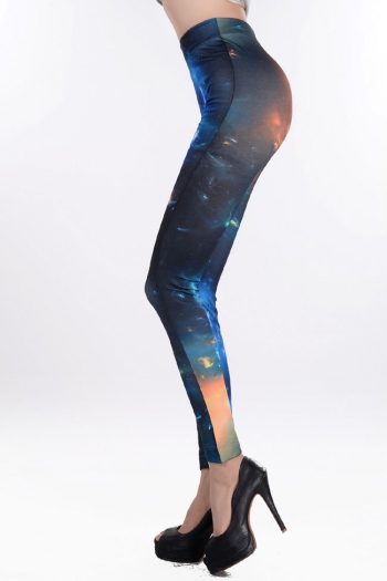   star pattern blue and black  and white leggings 