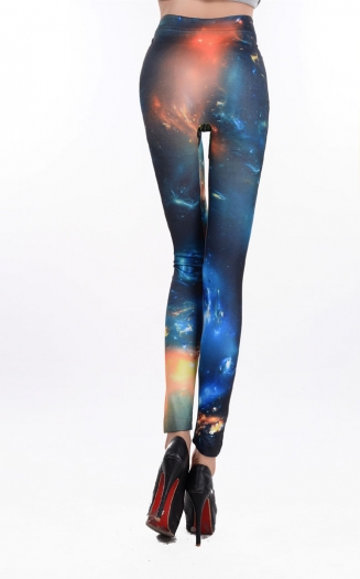   star pattern blue and black  and white leggings 