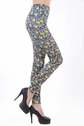  red yellow blue dot floral leggings