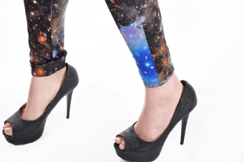  women's   blue dot  dark gray printing leggings