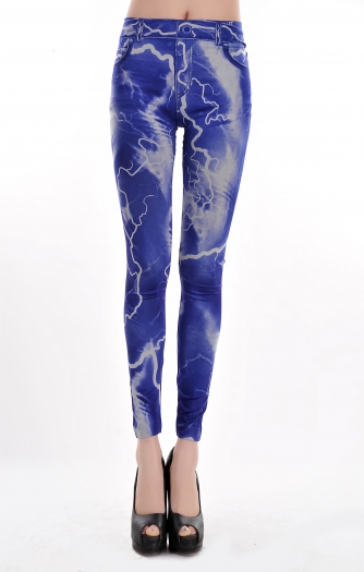  lightning pattern blue print leggings