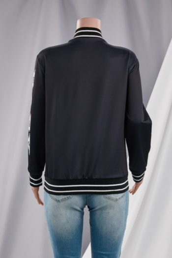 Autumn plus size letter offset printing single breasted micro elastic baseball jacket