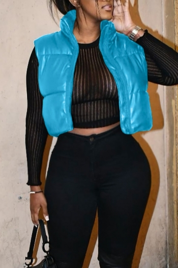 Winter new stylish 6-colors solid color plus size non-stretch zip-up warm cotton vest(vest only)