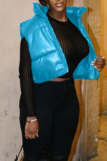 Winter new stylish 6-colors solid color plus size non-stretch zip-up warm cotton vest(vest only)