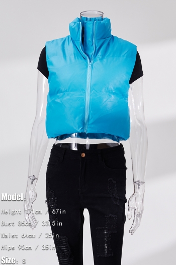 Winter new stylish 6-colors solid color plus size non-stretch zip-up warm cotton vest(vest only)