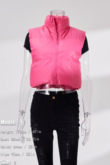 Winter new stylish 6-colors solid color plus size non-stretch zip-up warm cotton vest(vest only)