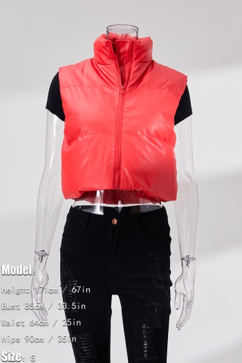 Winter new stylish 6-colors solid color plus size non-stretch zip-up warm cotton vest(vest only)