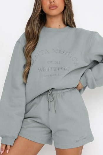 winter new stylish letter embroidery slight stretch loose fleece casual sweatshirts(sweatshirt only)