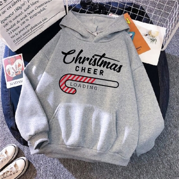 s-5xl christmas style winter new plus size letter fixed printing slight stretch hooded pocket casual all-match sweatshirt#2