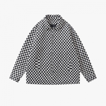 plus size non-stretch high street fashion lattice printing jacket(size run big)