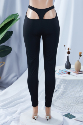 Early autumn plus size 3 colors solid color hollow out stretch tight slim pants