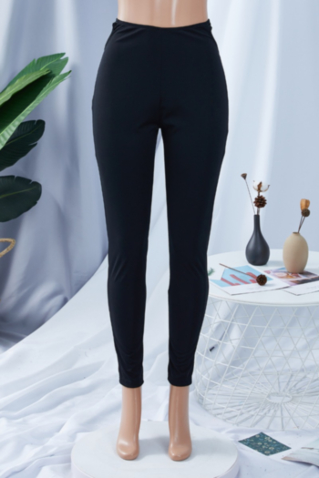 Early autumn plus size 3 colors solid color hollow out stretch tight slim pants