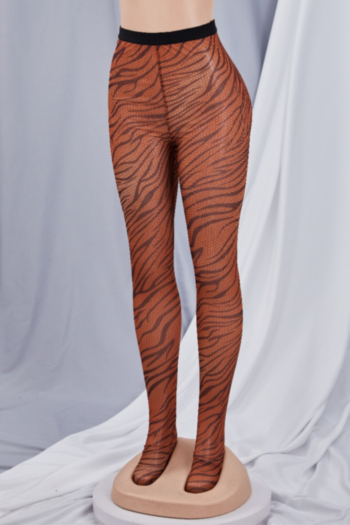 Autumn new style mesh batch printing see-through stretch even socks leggings