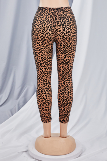 Summer flock leopard batch printing sexy tight pants