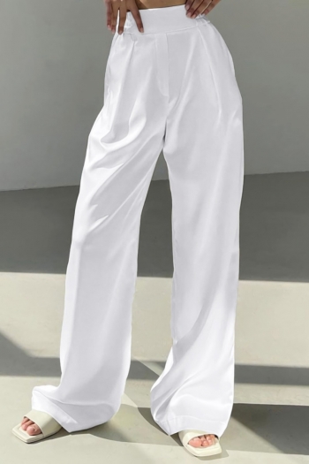 summer new stylish solid color inelastic satin with pocket casual pants