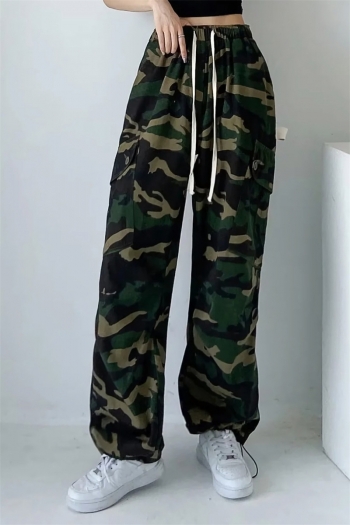 autumn new stylish camo pocket loose high waist non-stretch high quality casual cargo pants