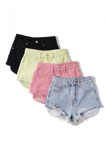 xs-l summer new stylish 4 colors non-stretch pocket zip-up mid waist casual denim shorts