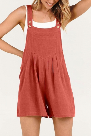 stylish plus size non-stretch simple solid color pocket loose overalls