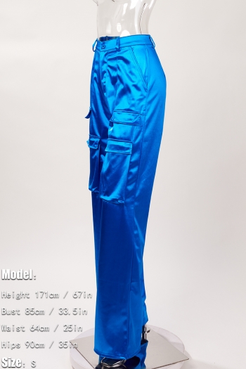 Casual plus-size slight stretch pocket loose zip-up pants
