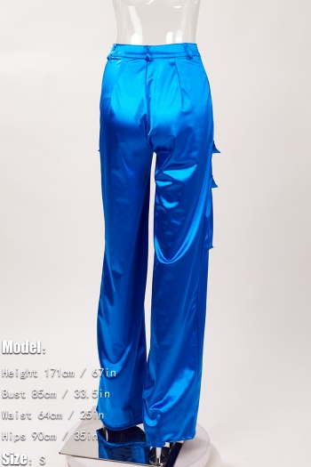 Casual plus-size slight stretch pocket loose zip-up pants