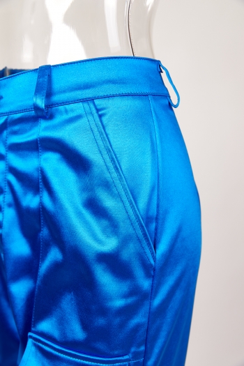Casual plus-size slight stretch pocket loose zip-up pants