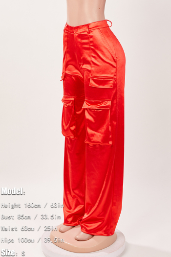 Casual plus-size slight stretch pocket loose zip-up pants