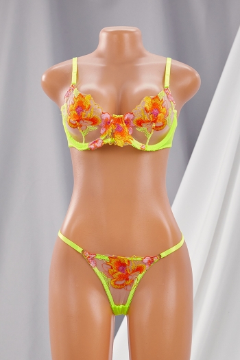 New style flower embroidered lace see through sexy  two-piece set lingerie (with steel ring)