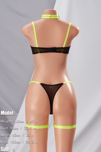 Sexy lingerie new 3 colors sling mesh cutout with neck ring & leg ring sexy two-piece set(with underwire)