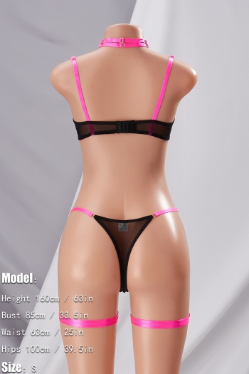 Sexy lingerie new 3 colors sling mesh cutout with neck ring & leg ring sexy two-piece set(with underwire)