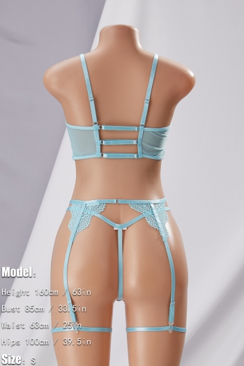 Sexy lingerie new 2 colors sling lace cutout garter design sexy three-piece set(with leg ring)