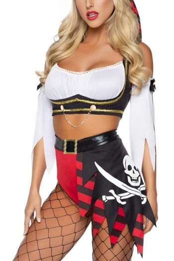 halloween pirate costumes(with hair scarf& hand sleeve& stockings& belt)