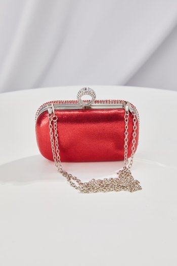 Five color rectangle rhinestone solid color tassel clutches bag