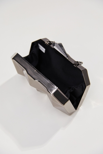 Fashion new solid color metal chain geometry crossbody clutches bag 17cm(l)* 3.5cm(w)* 10cm(h)