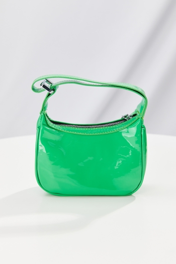 Stylish new three colors zip-up solid color pu handbag 17cm(l)* 6cm(w)* 11cm(h)