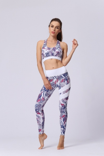 New batch printing stretch padded vest with leggings yoga fitness sports two-piece set 12#
