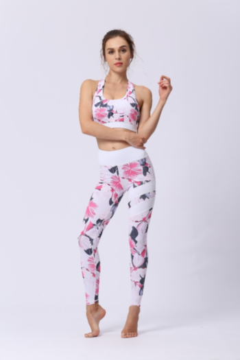 New batch printing stretch padded vest with leggings yoga fitness sports two-piece set 10#