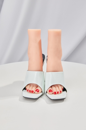 New solid color peep toe square high-heel sandals (Heel height:11CM)
