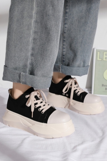 spring new thick bottom stylish casual canvas sneakers (heel height:4.5cm)