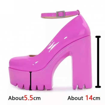 Summer new two colors solid color metal-buckle adjustable stylish high heel sandals(front heel height:5.5cm,back heel height:14cm)