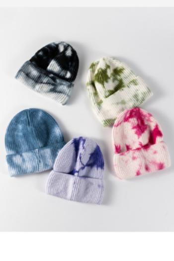 1 pc Five color tie-dye hip hop style batch printing knitted hat 54-60cm