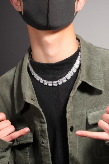 1 pc fashion high quality hip-hop square rhinestone design necklace(length:18 inch)#1#
