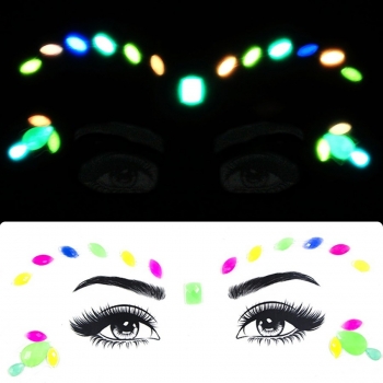 One pc new fashion fluorescent noctilucous geometry canthus acrylic resin rhinestone face stickers