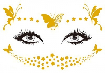 one pc new gold pressed butterfly combination electronic syllable sticker face stickers(size:150*105mm)
