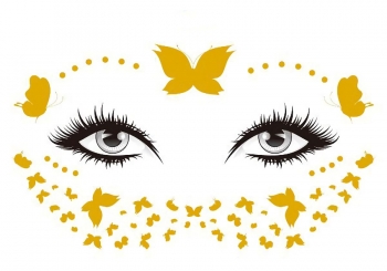 one pc new gold pressed butterfly dots combination electronic syllable waterproof sticker face stickers(size:150*105mm)
