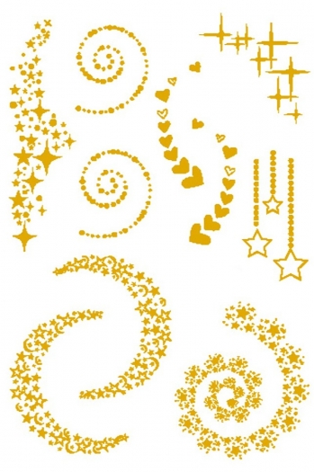 one pc new gold pressed stars & heart shape waterproof sticker face stickers(size:150*105mm)
