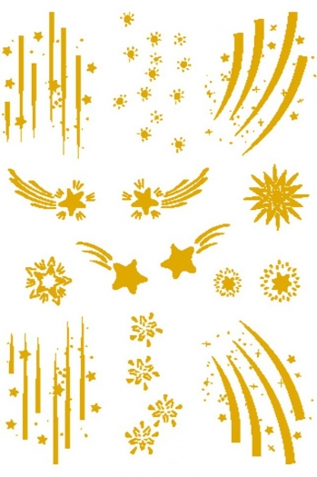 one pc new gold pressed meteor & fireworks waterproof sticker face stickers(size:150*105mm)